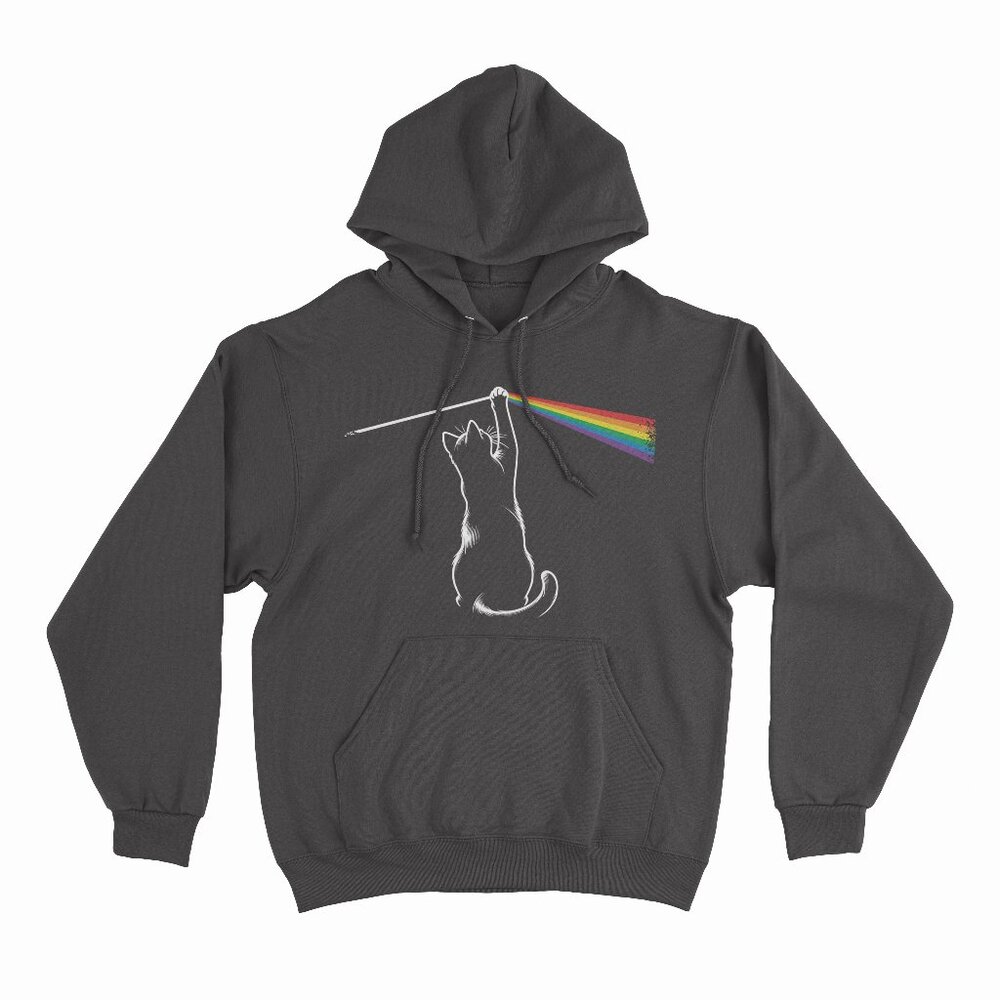 Funny Cat Rock Music Gift Men Kids Women Funny Cat Black Hoodie